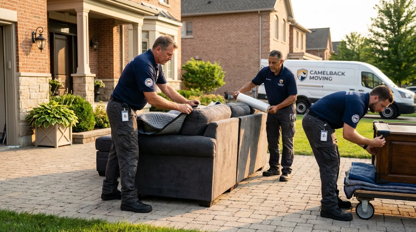 Large estate moving crew wrapping furniture in Inez, KY